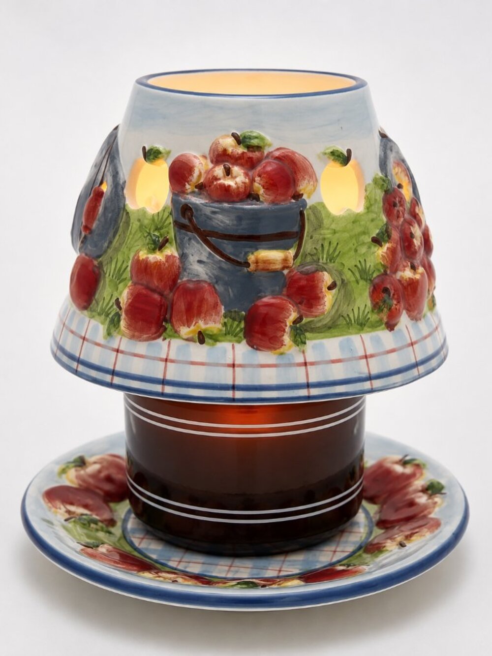 Yankee Candle Apple Orchard Shade Topper & 7.5” Jar Plate Cottagecore